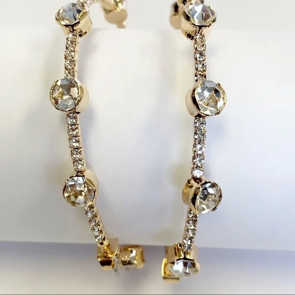 Gold Jeweled Flexi-Hoop Earrings